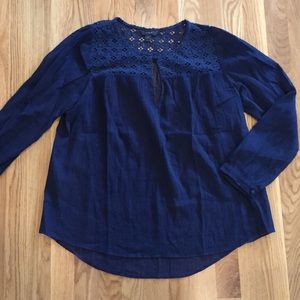 J Crew Gauzy Navy Top